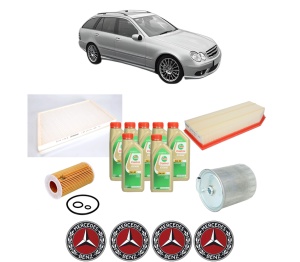 Set Pachet filtre revizie Bosch, 7 litrii ulei Castrol 5W30 MERCEDES-BENZ C-CLASS T-Model (S203) C 270 CDI (203.216) din 2001-2007, 4x Stickere auto cu MERCEDES-BENZ - Img 2