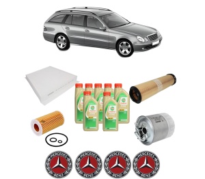 Set Pachet filtre revizie Bosch, 7 litrii ulei Castrol 5W30 MERCEDES-BENZ E-CLASS T-Model (S211) E 200 CDI (211.207) din 2006-2009, 4x Stickere auto cu MERCEDES-BENZ - Img 2