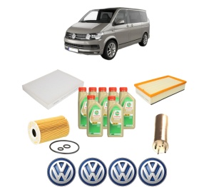 Set Pachet filtre revizie Bosch, 7 litrii ulei Castrol 5W30 Volkswagen MULTIVAN T5 (7HM, 7HN, 7HF, 7EF, 7EM, 7EN) 2.0 TDI 4motion din 2009-2015, 4x Stickere auto cu Volkswagen - Img 2