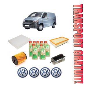 Set Pachet filtre revizie Bosch, 7 litrii ulei Castrol 5W30 Volkswagen TRANSPORTER T5 Van (7HA, 7HH, 7EA, 7EH) VR6 3.2 din 2004-2009, 4x Stickere auto cu Volkswagen