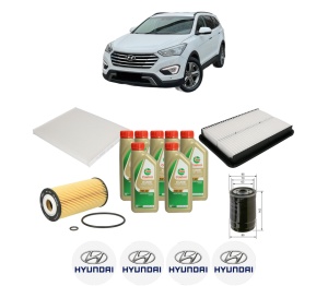Set Pachet filtre revizie Bosch, 7 litrii ulei Castrol 5W40 HYUNDAI GRAND SANTA FÉ 2.2 CRDi All-wheel Drive din 2013-2018, 4x Stickere auto cu HYUNDAI - Img 2