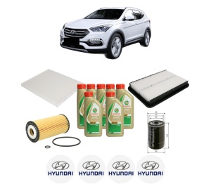 Set Pachet filtre revizie Bosch, 7 litrii ulei Castrol 5W40 HYUNDAI SANTA FÉ III SUV Van (DM) CRDi 4x4 din 2015-2018, 4x Stickere auto cu HYUNDAI - Img 2
