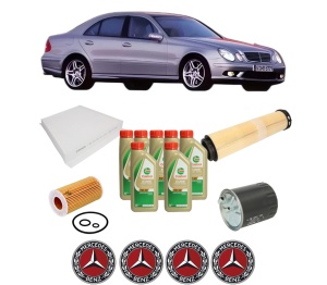 Set Pachet filtre revizie Bosch, 7 litrii ulei Castrol 5W40 MERCEDES-BENZ E-CLASS (W211) E 270 CDI (211.016) din 2002-2008, 4x Stickere auto cu MERCEDES-BENZ - Img 2