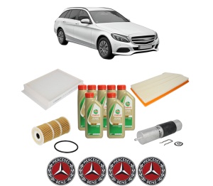 Set Pachet filtre revizie Bosch, 7 litrii ulei Castrol 5W40 MERCEDES-BENZ C-CLASS T-Model (S205) C 200 BlueTEC / d (205.237) din 2014-2018, 4x Stickere auto cu MERCEDES-BENZ - Img 2