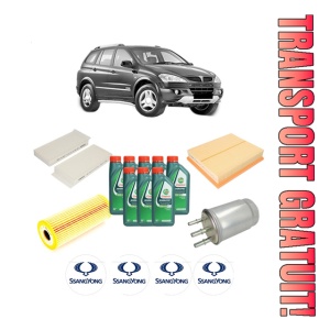 Set Pachet filtre revizie Bosch, 8 litrii ulei Castrol 10W40 SSANGYONG Actyon I 2.0 Xdi din 2005, 4x Stickere auto cu SSANGYONG