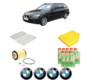 Set Pachet filtre revizie Bosch, 8 litrii ulei Castrol 5W30 BMW Seria 5 Touring (E61) 545 i din 2004-2010, 4x Stickere auto cu BMW - Img 2