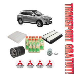 Set Pachet filtre revizie Bosch, 8 litrii ulei Castrol 5W30 MITSUBISHI ASX (GA_W_) 2.2 DI-D 4WD (GA8W) din 2013, 4x Stickere auto cu MITSUBISHI
