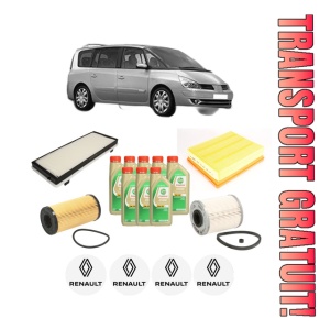 Set Pachet filtre revizie Bosch, 8 litrii ulei Castrol 5W30 RENAULT ESPACE IV (JK0/1_) 2.0 dCi (JK02, JK03) din 2006, 4x Stickere auto cu RENAULT
