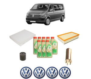 Set Pachet filtre revizie Bosch, 8 litrii ulei Castrol 5W30 Volkswagen MULTIVAN T6 (SGF, SGM, SGN, SHM, SHN) 2.0 TDI din 2015-2019, 4x Stickere auto cu Volkswagen - Img 2
