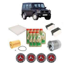 Set Pachet filtre revizie Bosch, 8 litrii ulei Castrol 5W40 MERCEDES-BENZ G-CLASS (W463) G 350 CDI (463.306, 463.340, 463.341, 463.346) din 2009-2011, 4x Stickere auto cu MERCEDES-BENZ - Img 2
