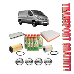 Set Pachet filtre revizie Bosch, 8 litrii ulei Castrol 5W40 NISSAN PRIMASTAR Van (X83) 2.0 dCi 115 din 2006, 4x Stickere auto cu NISSAN