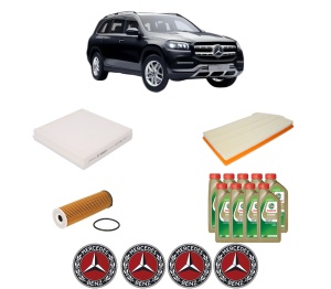 Set Pachet filtre revizie Bosch, 9 litrii ulei Castrol 0W20 MERCEDES-BENZ GLS (X167) 450 EQ Boost 4-matic (167.959) din 2019, 4x Stickere auto cu MERCEDES-BENZ - Img 2