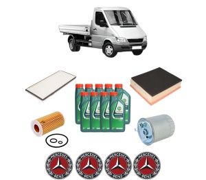Set Pachet filtre revizie Bosch, 9 litrii ulei Castrol 10W40 MERCEDES-BENZ SPRINTER 3-t Platform/Chassis (B903) 313 CDI 4x4 (903.612, 903.613, 903.622, 903.623) din 2000-2006, 4x Stickere auto cu MERCEDES-BENZ - Img 2
