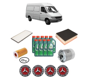Set Pachet filtre revizie Bosch, 9 litrii ulei Castrol 10W40 MERCEDES-BENZ SPRINTER 4-t Van (B904) 416 CDI din 2000-2006, 4x Stickere auto cu MERCEDES-BENZ - Img 2