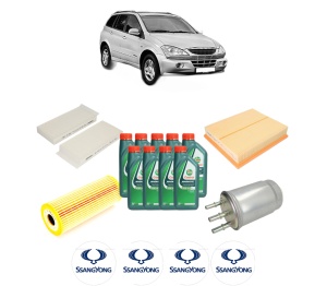 Set Pachet filtre revizie Bosch, 9 litrii ulei Castrol 10W40 SSANGYONG KYRON 2.7 Xdi 4x4 din 2005-2014, 4x Stickere auto cu SSANGYONG - Img 2