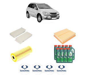 Set Pachet filtre revizie Bosch, 9 litrii ulei Castrol 10W40 SSANGYONG KYRON 3.2 M320 4x4 din 2006-2014, 4x Stickere auto cu SSANGYONG - Img 2