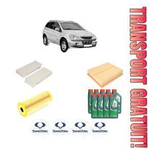 Set Pachet filtre revizie Bosch, 9 litrii ulei Castrol 10W40 SSANGYONG KYRON 3.2 M320 4x4 din 2006-2014, 4x Stickere auto cu SSANGYONG