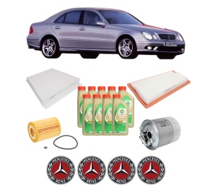 Set Pachet filtre revizie Bosch, 9 litrii ulei Castrol 5W30 MERCEDES-BENZ E-CLASS (W211) E 300 BlueTEC (211.024) din 2007-2008, 4x Stickere auto cu MERCEDES-BENZ - Img 2