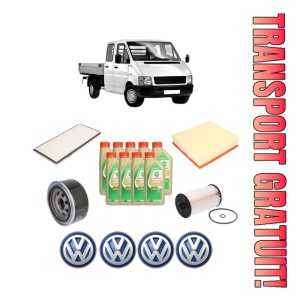 Set Pachet filtre revizie Bosch, 9 litrii ulei Castrol 5W30 Volkswagen LT 28-46 II Platform/Chassis (2DC, 2DF, 2DG, 2DL, 2DM) 2.8 TDI din 2002-2006, 4x Stickere auto cu Volkswagen
