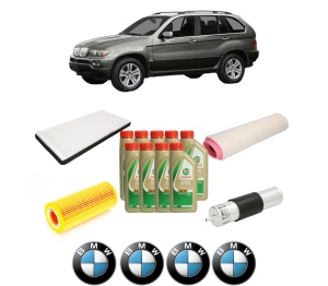 Set Pachet filtre revizie Bosch, 9 litrii ulei Castrol 5W40 BMW Seria X5 (E53) 3.0 d din 2003-2006, 4x Stickere auto cu BMW - Img 2