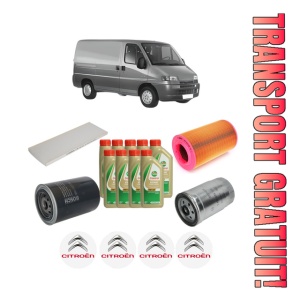 Set Pachet filtre revizie Bosch, 9 litrii ulei Castrol 5W40 CITROEN JUMPER I Van (230L) 2.5 TDi 4x4 din 2000, 4x Stickere auto cu CITROEN