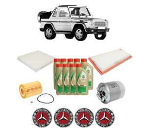 Set Pachet filtre revizie Bosch, 9 litrii ulei Castrol 5W40 MERCEDES-BENZ G-CLASS Cabrio (W463) G 320 CDI (463.303) din 2006-2012, 4x Stickere auto cu MERCEDES-BENZ - Img 2