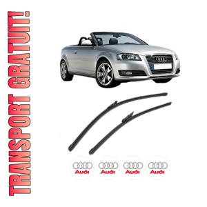 Set stergatoare AUDI A3 Convertible (8P7) din 2008-2013, pentru parbriz auto, 2 bucati, Valeo Silencio, din cauciuc siliconat rezistent, 4 Stickere Auto AUDI
