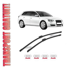 Set stergatoare AUDI A3 Sportback (8PA) din 2004-2013, pentru parbriz auto, 2 bucati, Bosch Aerotwin, din cauciuc siliconat rezistent, 4 Stickere Auto AUDI
