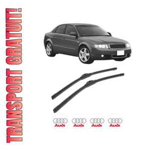 Set stergatoare AUDI A4 B6 (8E2) din 2000-2004, pentru parbriz auto, 2 bucati, Bosch Aerotwin, din cauciuc siliconat rezistent, 4 Stickere Auto AUDI