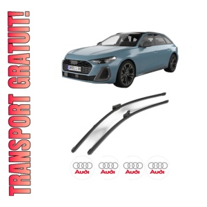 Set stergatoare AUDI A5 Avant (FU5) din 2024, pentru parbriz auto, 2 bucati, Valeo Silencio Xtrm, din cauciuc siliconat rezistent, 4 Stickere Auto AUDI