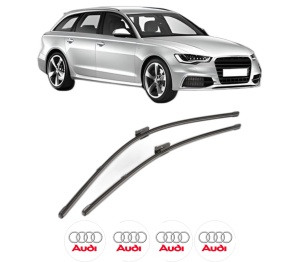 Set stergatoare AUDI A6 C7 Avant (4G5, 4GD) din 2011-2018, pentru parbriz auto, 2 bucati, Valeo Silencio Xtrm, din cauciuc siliconat rezistent, 4 Stickere Auto AUDI v38526