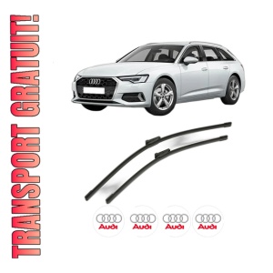 Set stergatoare AUDI A6 C8 (4A2) din 2018-2021, pentru parbriz auto, 2 bucati, Bosch Aerotwin, din cauciuc siliconat rezistent, 4 Stickere Auto AUDI