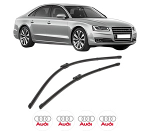 Set stergatoare AUDI A8 D4 (4H2, 4H8, 4HC, 4HL) din 2009-2018, pentru parbriz auto, 2 bucati, Valeo Silencio Xtrm, din cauciuc siliconat rezistent, 4 Stickere Auto AUDI v35886