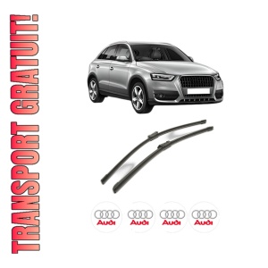Set stergatoare AUDI Q3 (8UB, 8UG) din 2011-2018, pentru parbriz auto, 2 bucati, Bosch Aerotwin, din cauciuc siliconat rezistent, 4 Stickere Auto AUDI
