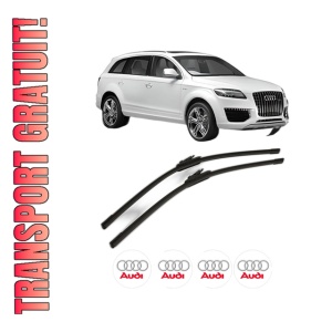 Set stergatoare AUDI Q7 Van (4LB) din 2006-2015, pentru parbriz auto, 2 bucati, Bosch Aerotwin, din cauciuc siliconat rezistent, 4 Stickere Auto AUDI