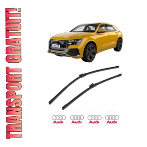 Set stergatoare AUDI Q8 (4MN, 4MT) din 2018-2020, pentru parbriz auto, 2 bucati, Bosch Aerotwin, din cauciuc siliconat rezistent, 4 Stickere Auto AUDI
