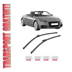 Set stergatoare AUDI TT Roadster (FV9, FVR) din 2014-2020, pentru parbriz auto, 2 bucati, Valeo Silencio Xtrm, din cauciuc siliconat rezistent, 4 Stickere Auto AUDI