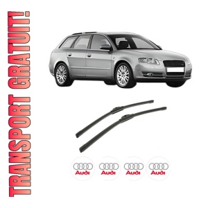 Set stergatoare auto AUDI A4 B7 Avant (8ED) din 2004-2008, pentru parbriz auto, 2 bucati, Bosch Aerotwin, din cauciuc siliconat rezistent, 4 Stickere Auto AUDI
