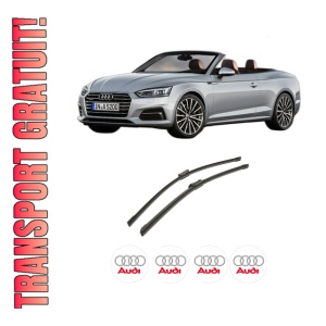 Set stergatoare auto AUDI A5 Convertible (F57, F5E) din 2016-2020, pentru parbriz auto, 2 bucati, Bosch Aerotwin, din cauciuc siliconat rezistent, 4 Stickere Auto AUDI