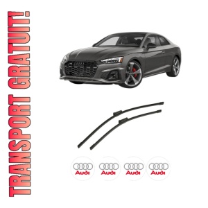 Set stergatoare auto AUDI A5 (FU2) din 2024, pentru parbriz auto, 2 bucati, Bosch Aerotwin, din cauciuc siliconat rezistent, 4 Stickere Auto AUDI