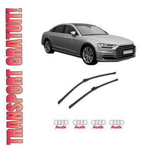 Set stergatoare auto AUDI A8 D5 (4N2, 4N8, 4NC, 4NL) din 2017-2021, pentru parbriz auto, 2 bucati, Bosch Aerotwin, din cauciuc siliconat rezistent, 4 Stickere Auto AUDI