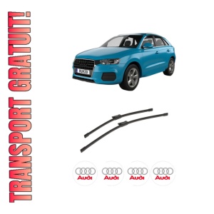 Set stergatoare auto AUDI Q3 (F3B) din 2018-2021, pentru parbriz auto, 2 bucati, Bosch Aerotwin, din cauciuc siliconat rezistent, 4 Stickere Auto AUDI