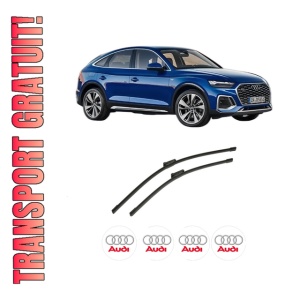 Set stergatoare auto AUDI Q5 Sportback (FYT) din 2020-2021, pentru parbriz auto, 2 bucati, Bosch Aerotwin, din cauciuc siliconat rezistent, 4 Stickere Auto AUDI