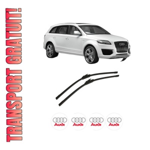 Set stergatoare auto AUDI Q7 Van (4LB) din 2006-2015, pentru parbriz auto, 2 bucati, Bosch Aerotwin, din cauciuc siliconat rezistent, 4 Stickere Auto AUDI