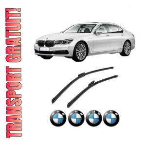 Set stergatoare auto BMW Seria 7 (G11, G12) din 2015-2022, pentru parbriz auto, 2 bucati, Bosch Aerotwin Multi, din cauciuc siliconat rezistent, 4 Stickere Auto BMW Seria