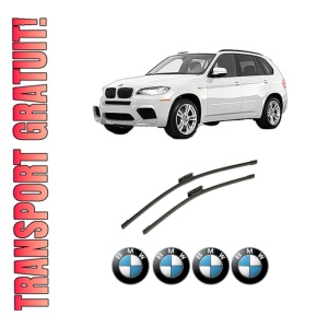 Set stergatoare auto BMW Seria X5 (E70) din 2006-2013, pentru parbriz auto, 2 bucati, Bosch Aerotwin Multi, din cauciuc siliconat rezistent, 4 Stickere Auto BMW Seria