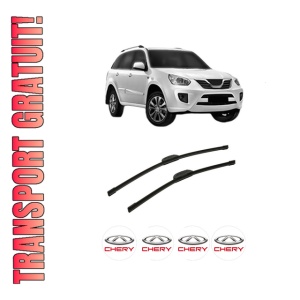 Set stergatoare auto CHERY TIGGO FL din 2013, pentru parbriz auto, 2 bucati, Bosch Aerotwin Retrofit, din cauciuc siliconat rezistent, 4 Stickere Auto CHERY