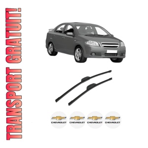 Set stergatoare auto CHEVROLET AVEO / KALOS Hatchback (T250, T255) din 2006-2011, pentru parbriz auto, 2 bucati, Bosch Aerotwin Retrofit, din cauciuc siliconat rezistent, 4 Stickere Auto CHEVROLET