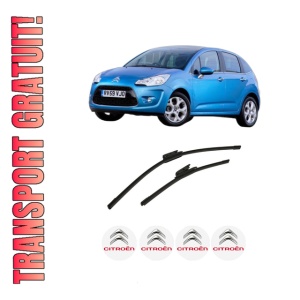 Set stergatoare auto CITROEN C3 II Hatchback Van (SC_) din 2010-2016, pentru parbriz auto, 2 bucati, Bosch Aerotwin, din cauciuc siliconat rezistent, 4 Stickere Auto CITROEN