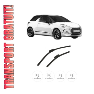 Set stergatoare auto DS DS 3 (SA_) din 2015-2019, pentru parbriz auto, 2 bucati, Bosch Aerotwin, din cauciuc siliconat rezistent, 4 Stickere Auto DS